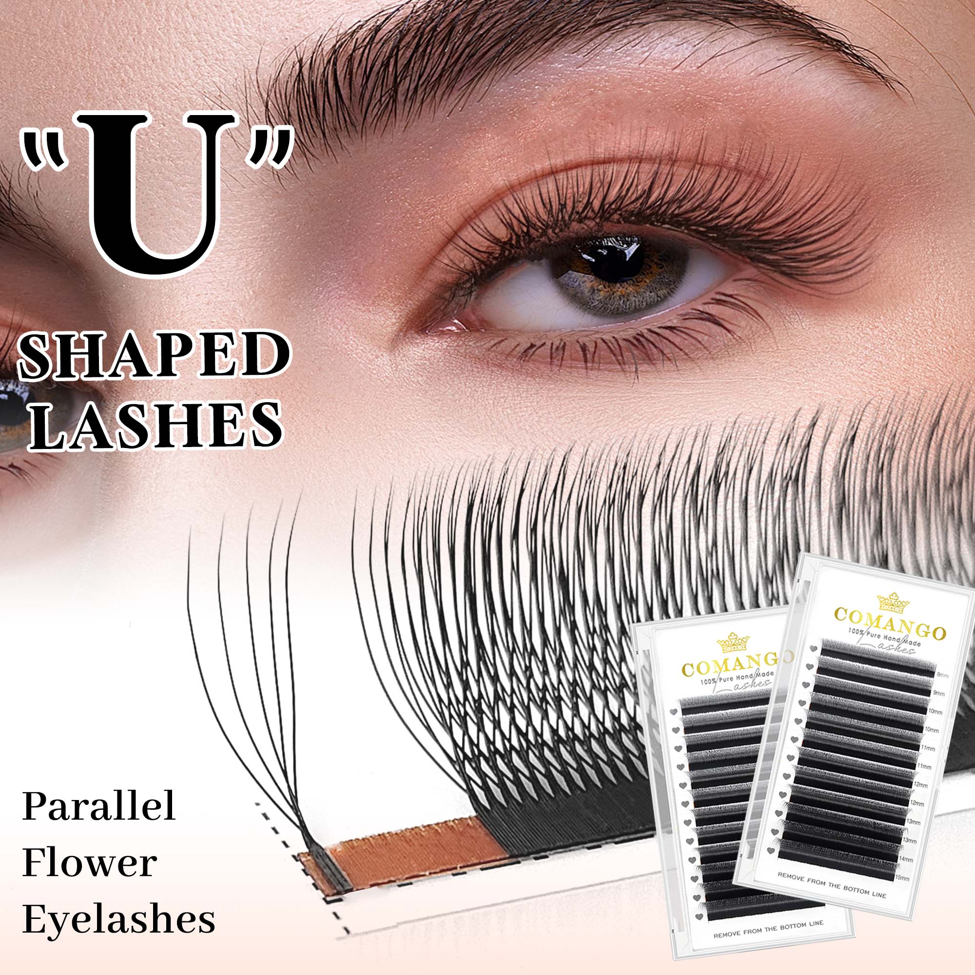 Eyelash Extension Supernatural - CoMango mix8-15mm Bentuk U 3/4/5D ekstensi